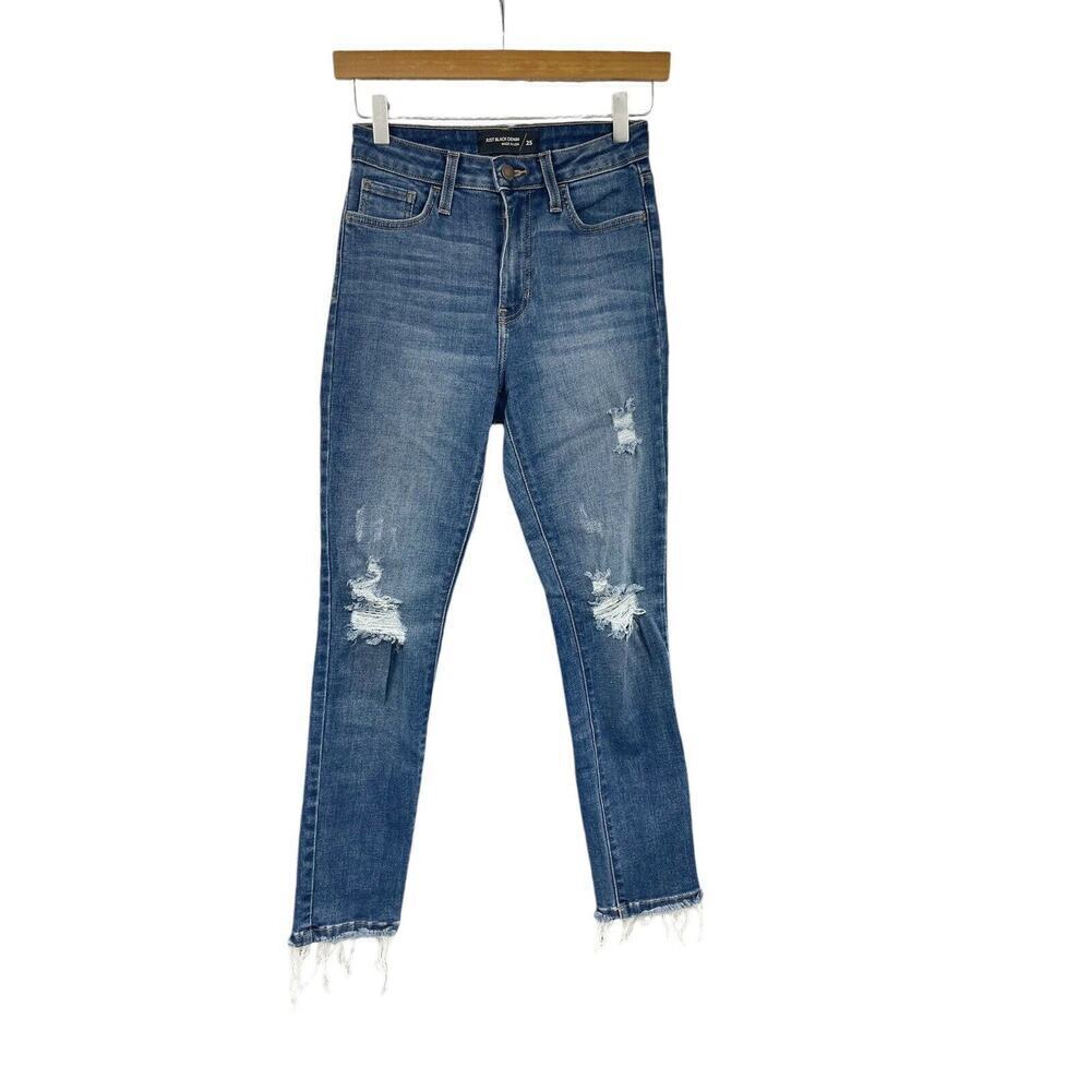 Just Black Denim Dark Wash Distressed Skinny Jeans Womens 25